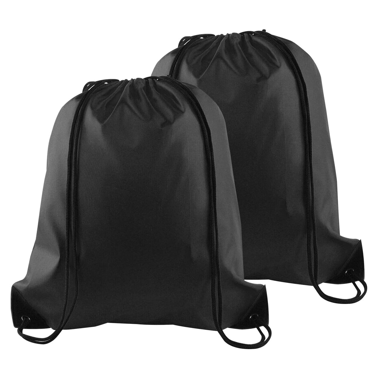 KUUQA 2 Mochilas de Cuerda Negras para Gimnasio y Viajes