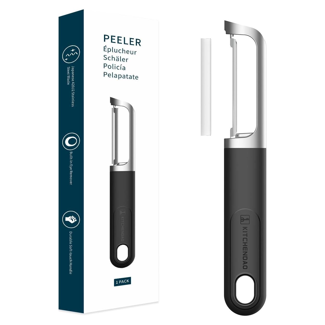 Pelador de Verduras KITCHENDAO I-Peeler Acero Inoxidable Negro