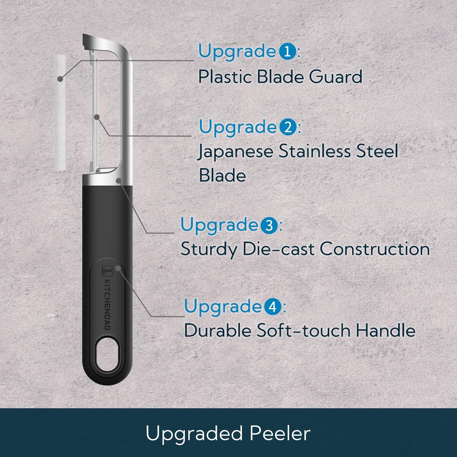 Pelador de Verduras KITCHENDAO I-Peeler Acero Inoxidable Negro