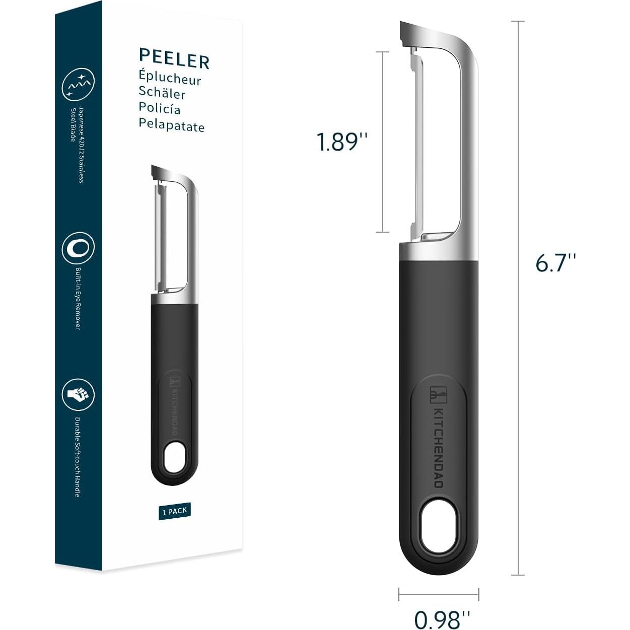 Pelador de Verduras KITCHENDAO I-Peeler Acero Inoxidable Negro