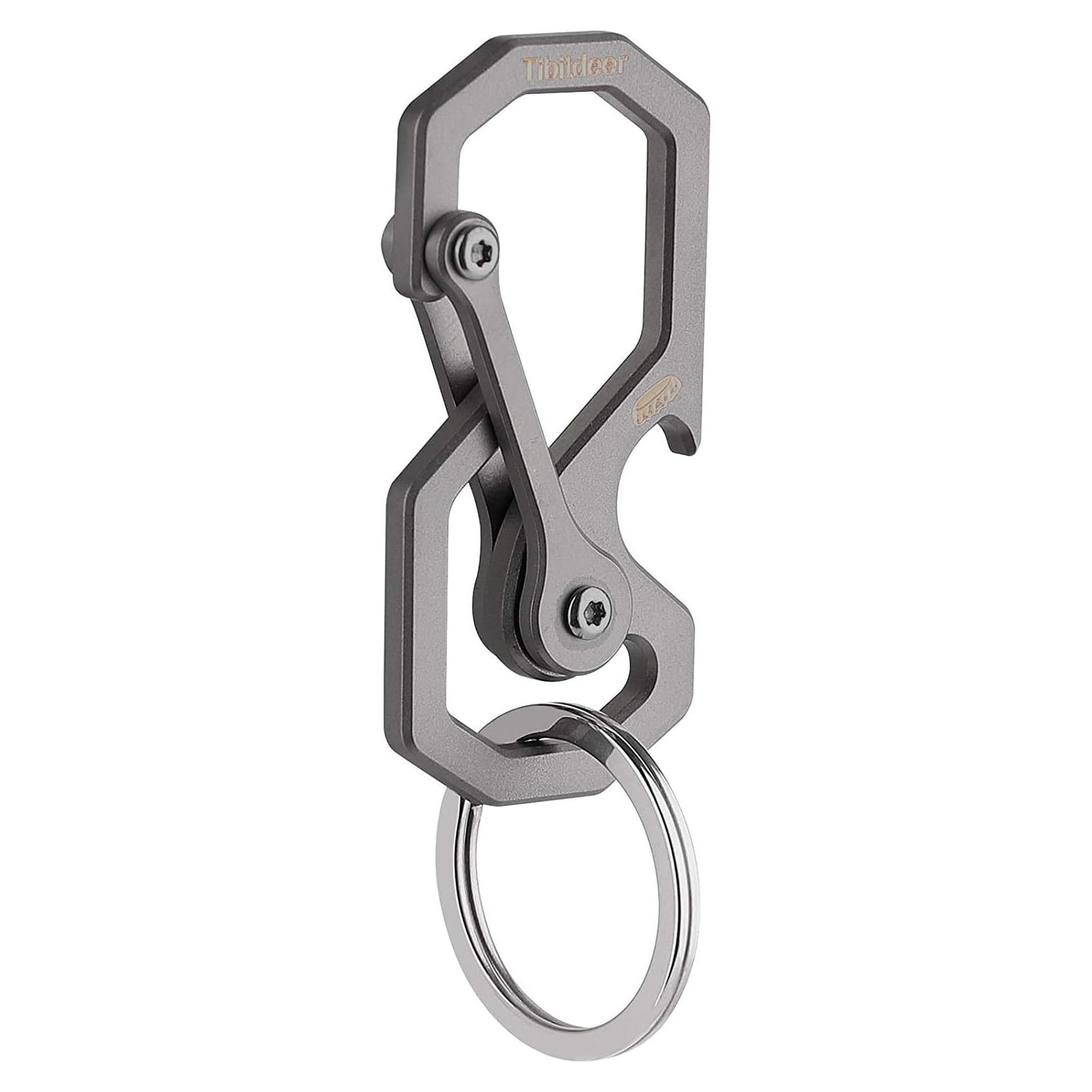 Llave de Titanio Multifuncional Clip Carabiner Gris
