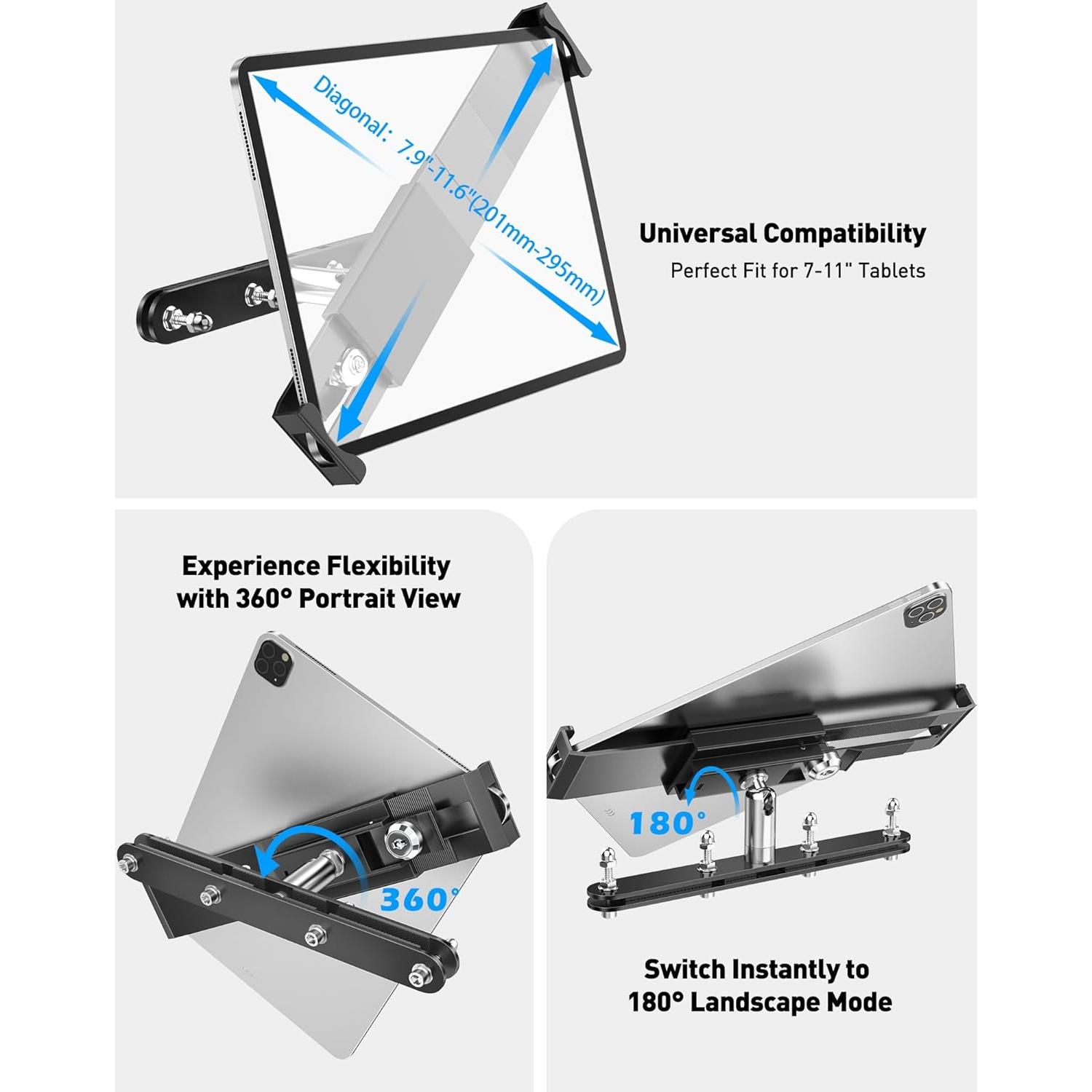 Soporte para Tableta AboveTEK para Reposacabezas de Coche 360°