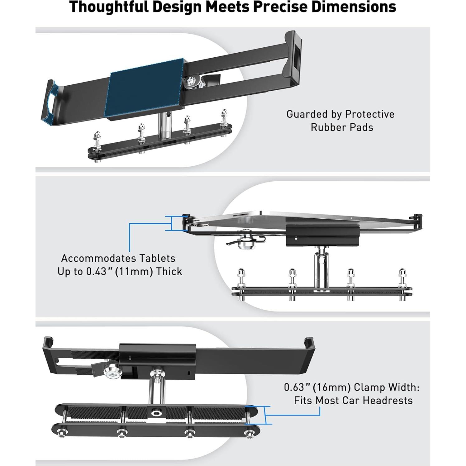 Soporte para Tableta AboveTEK para Reposacabezas de Coche 360°