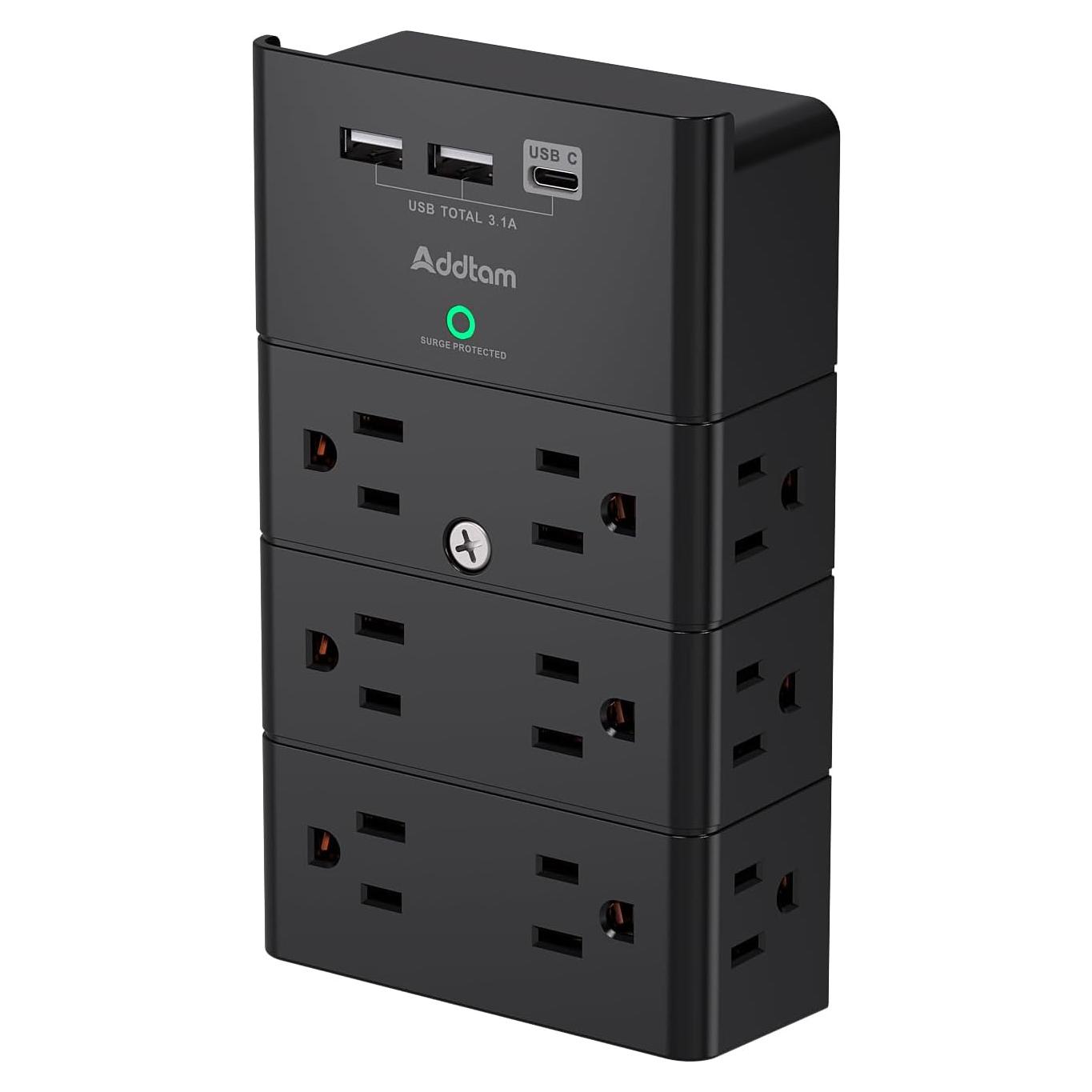 Multi Enchufe Protector de Sobretensión Addtam 12 Salidas USB