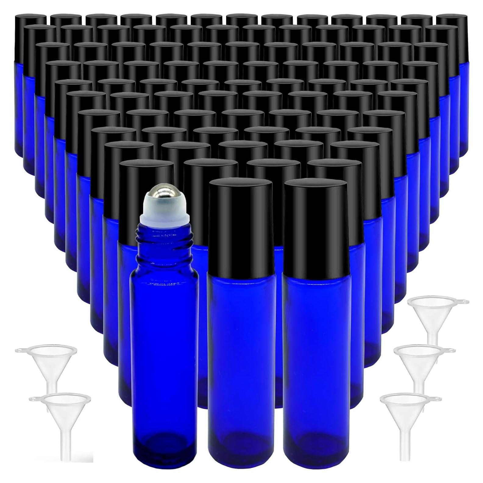 100 Botellas de Vidrio 10ml con Rodillo Acero Inoxidable Hzmssore