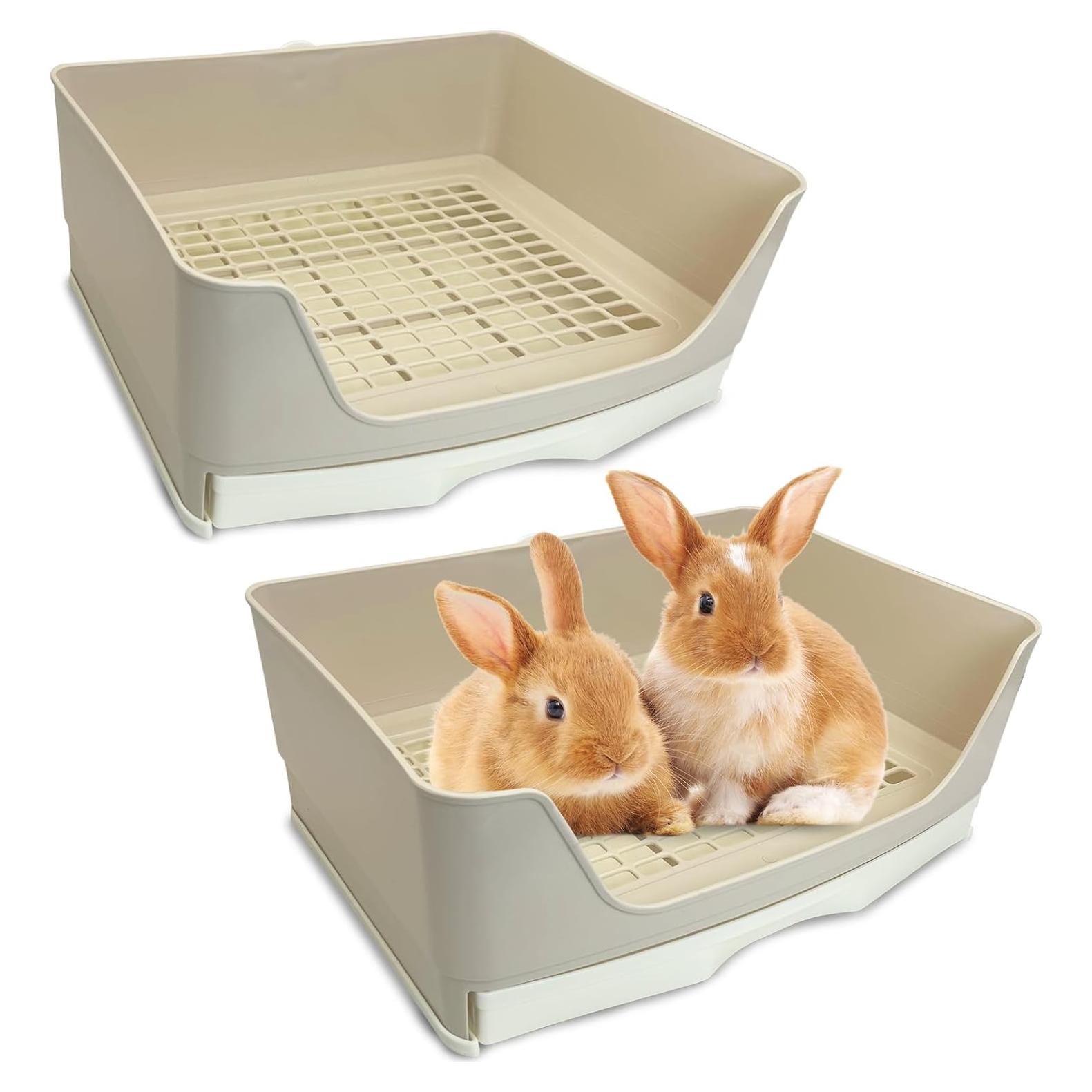 Caja de Arena para Conejos Kathson 2PCS 40.6x30cm Marrón