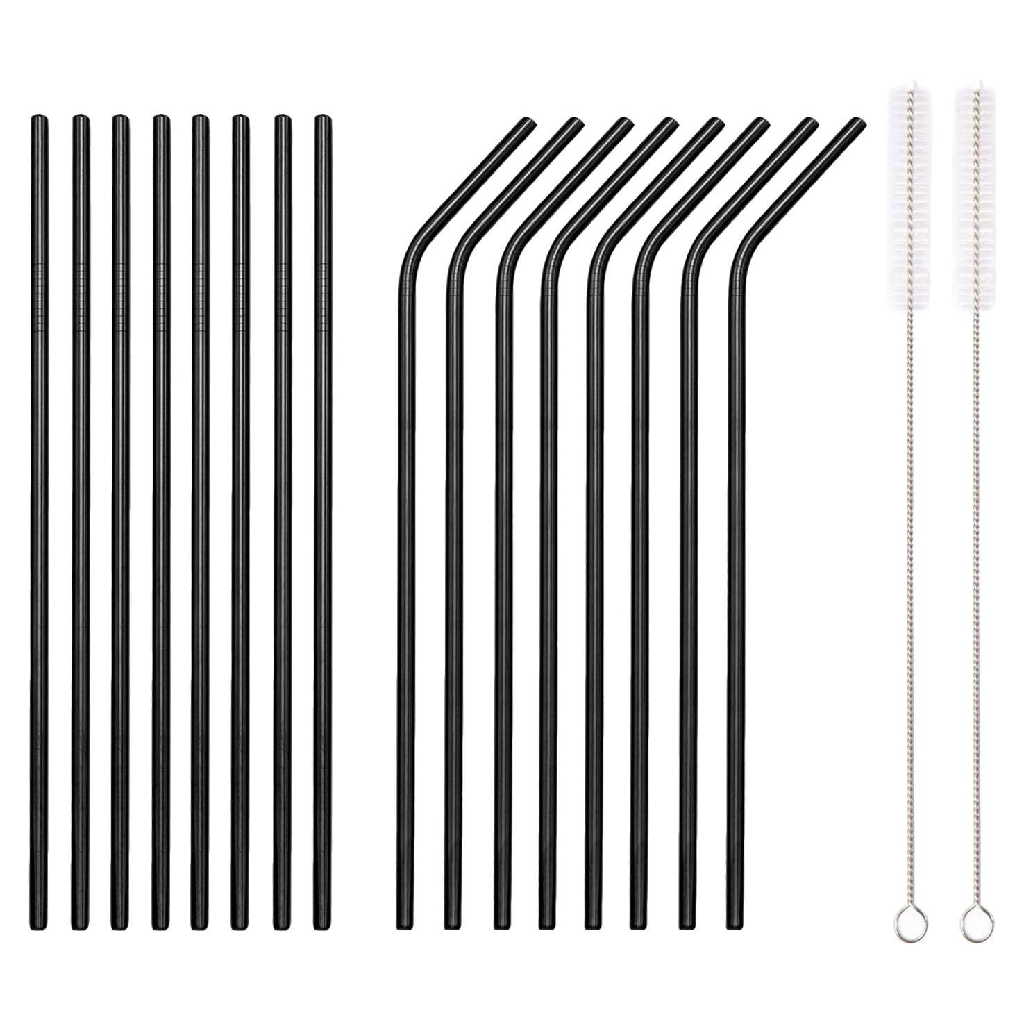 Juego de 18 Pajitas Reutilizables HOMQUEN de Acero Inoxidable Negro