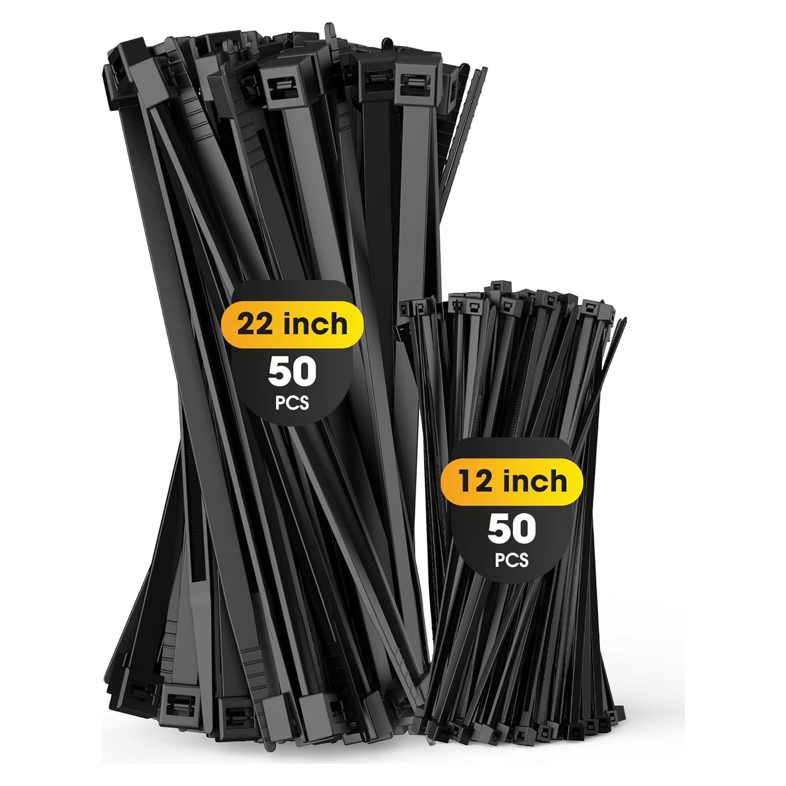 Bridas de Plástico SUPOLOGY 100PCS 12+22" Alta Resistencia 250LBS