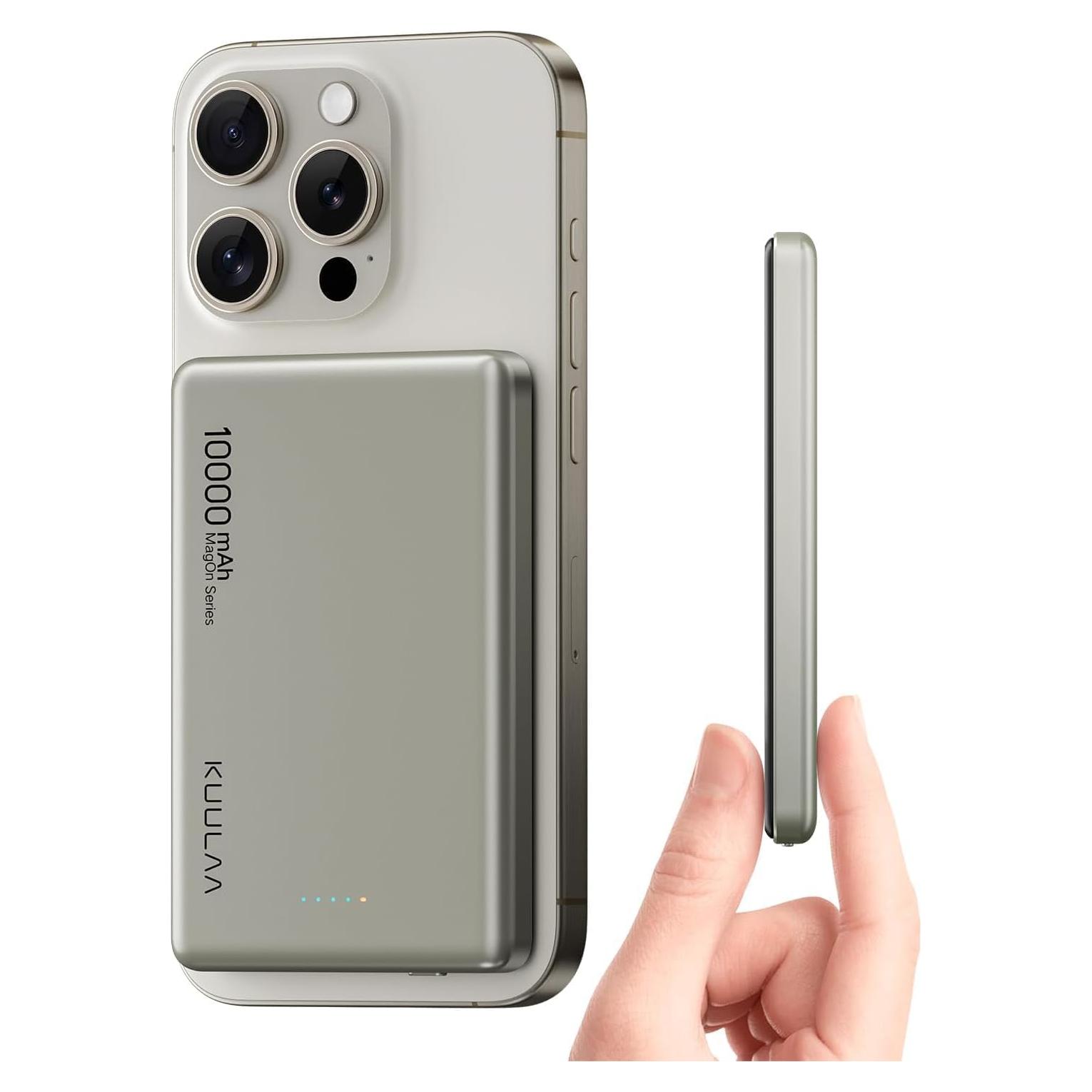 Batería Portátil Inalámbrica Kuulaa 10000mAh MagSafe Titanio