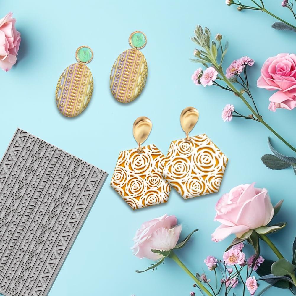 Juego de 4 Hojas de Textura de Arcilla Polimérica Boho ACRNIGHEET