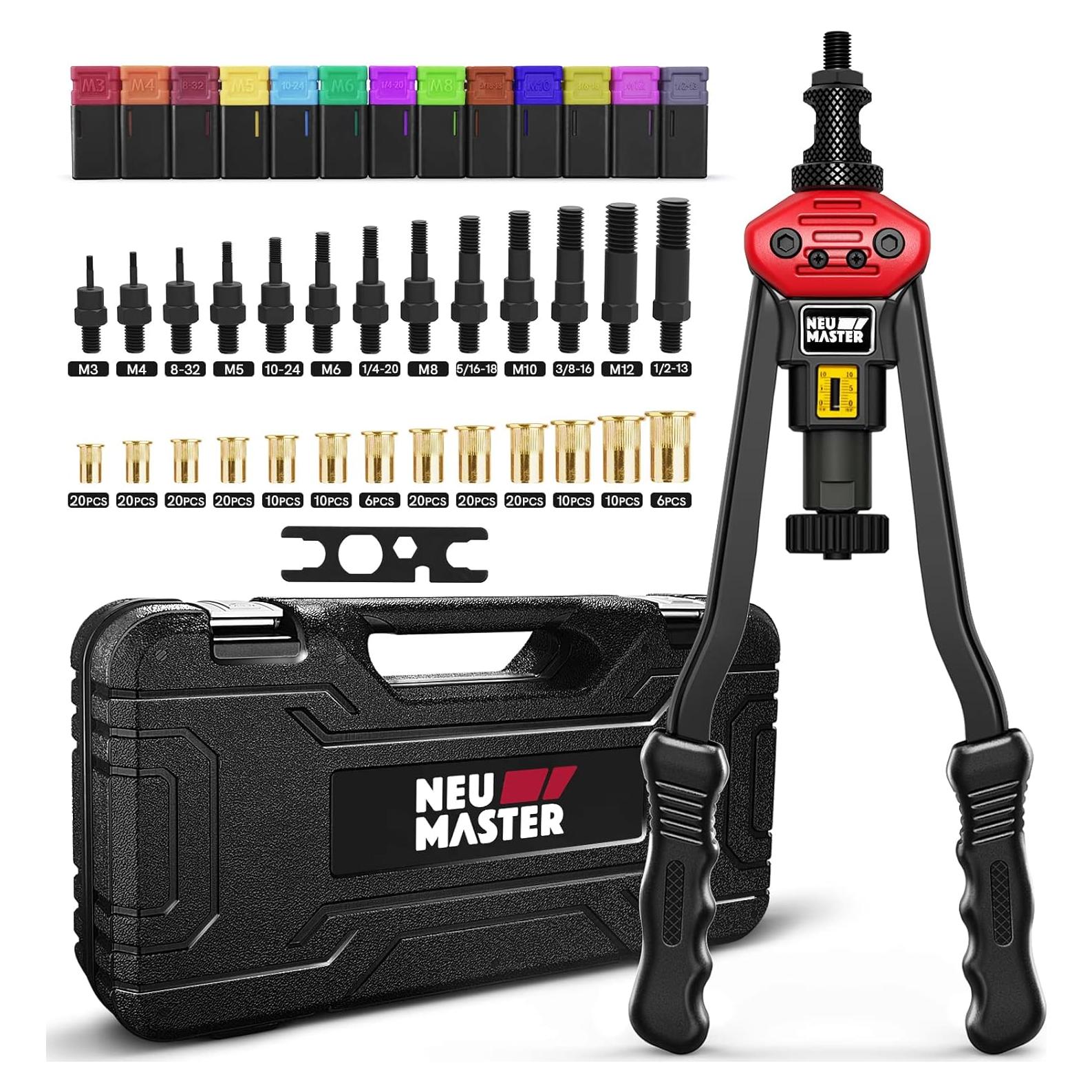 Kit de Herramienta de Tuerca Remachada NEU MASTER 16" 192 Piezas