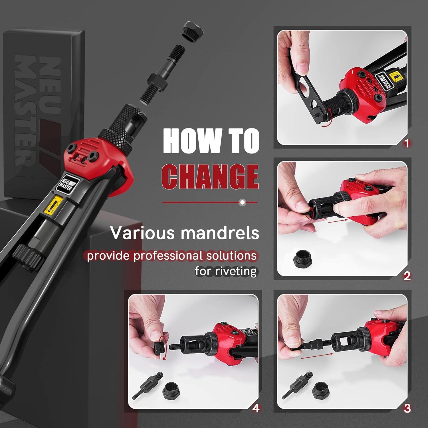 Kit de Herramienta de Tuerca Remachada NEU MASTER 16" 192 Piezas