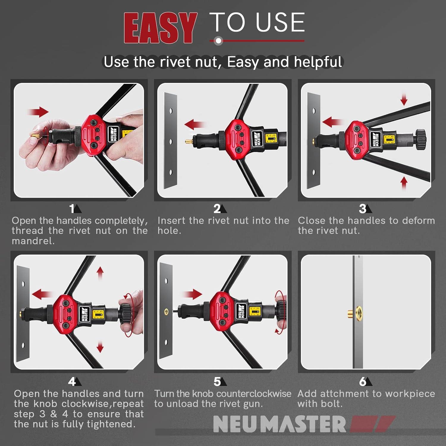 Kit de Herramienta de Tuerca Remachada NEU MASTER 16" 192 Piezas