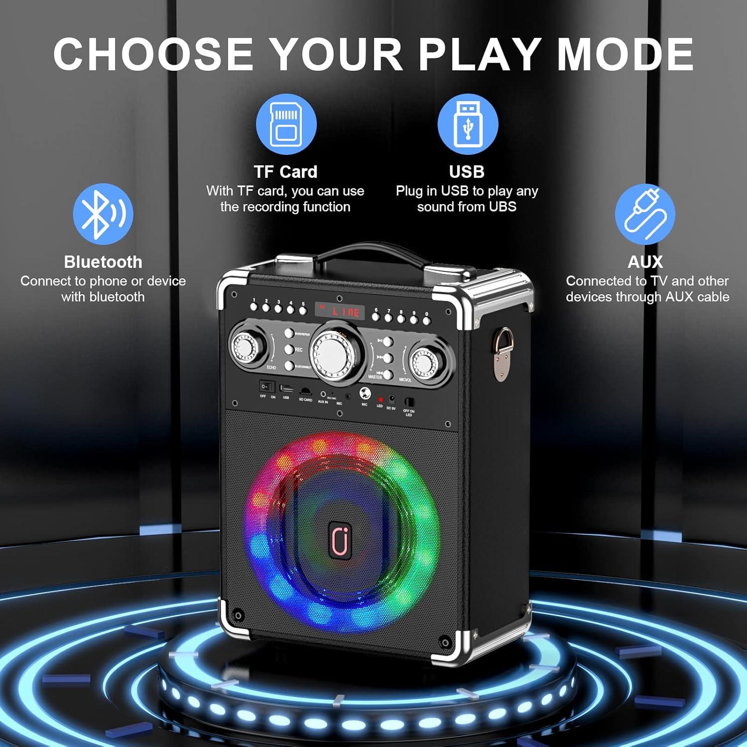 Karaoke Bluetooth JAUYXIAN S8-T con 3 Micrófonos Inalámbricos