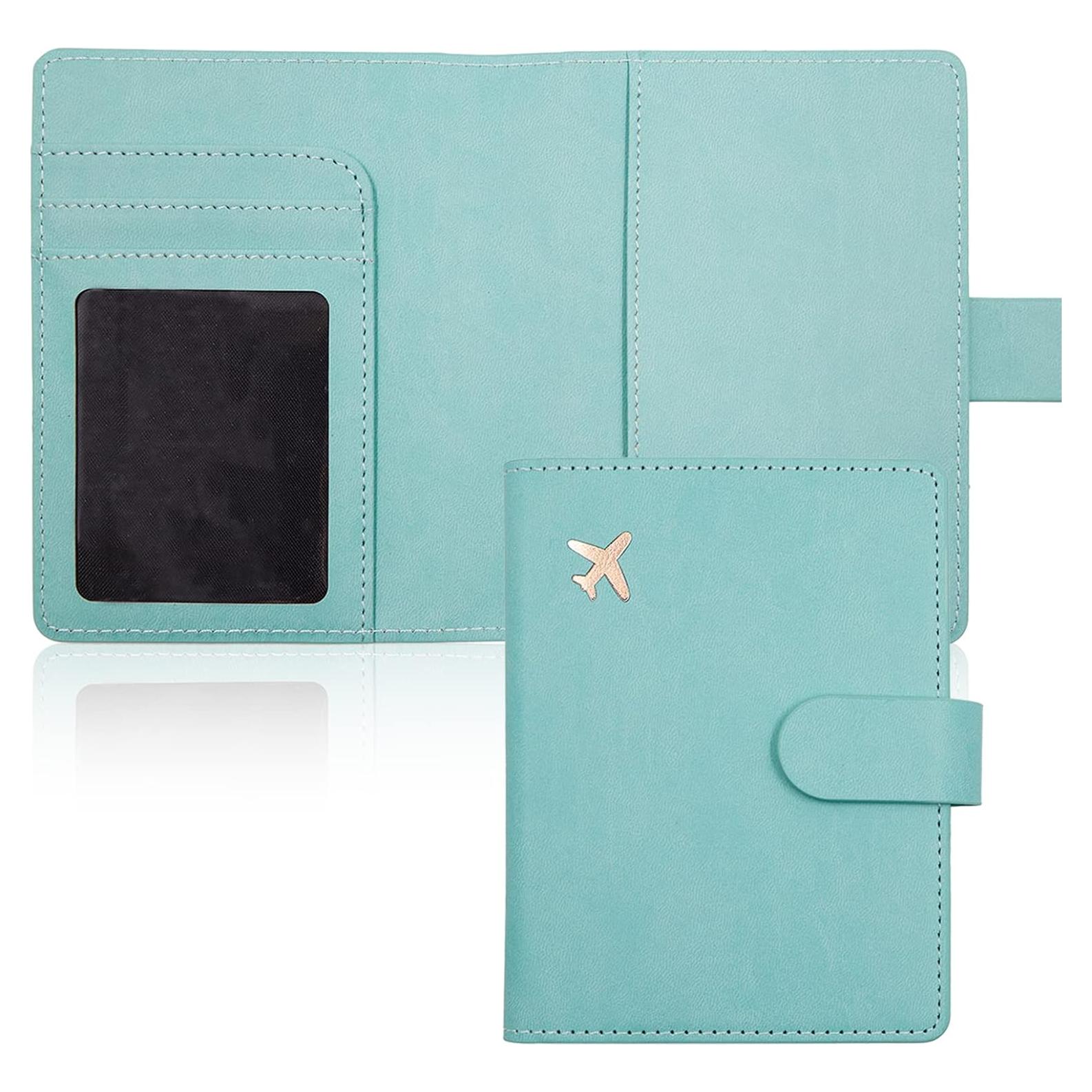 Portafolio de Pasaporte Deziliao Verde Aqua con Bloqueo RFID