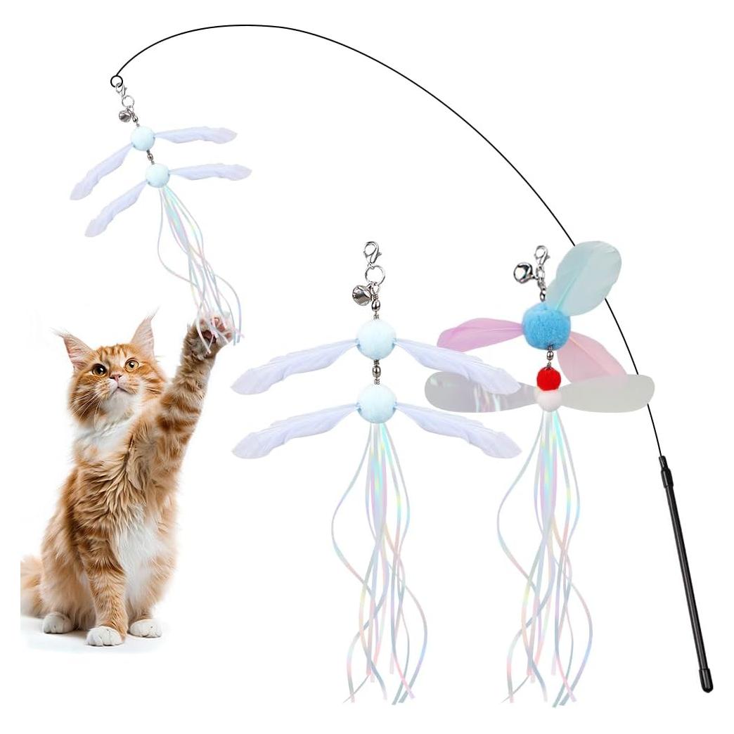 Juguete Interactivo para Gatos PAZ'S GIFT con Plumas y 2 Cabezas