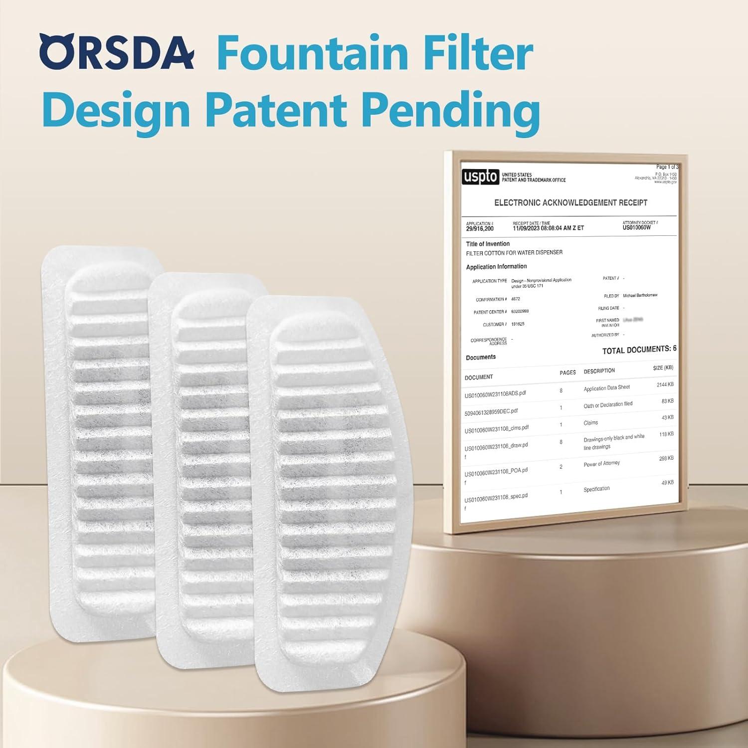 Filtros de Agua para Gatos ORSDA D30 - Paquete de 6 Filtros 2L