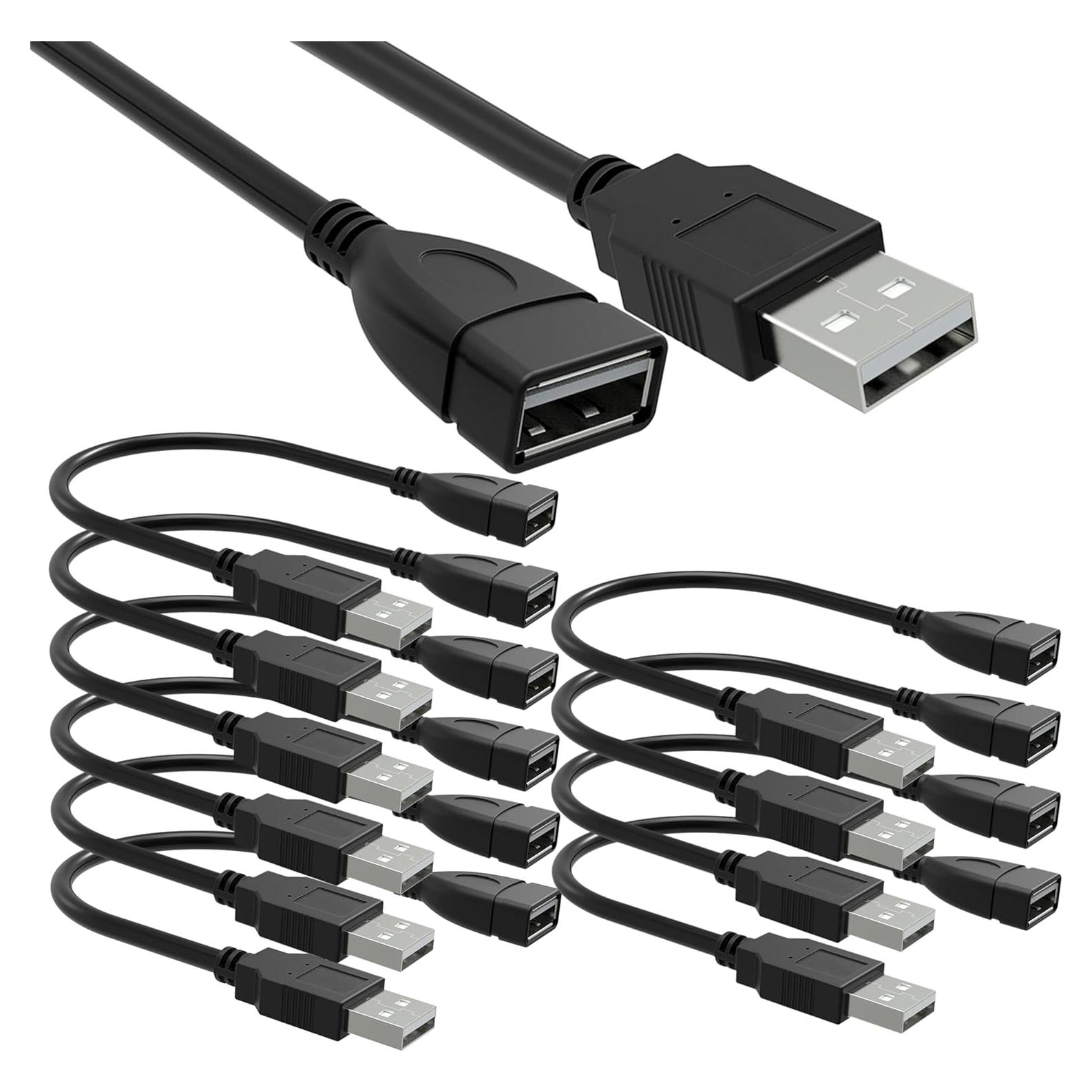 Cable Extensión USB 2.0 Macho a Hembra SaiTech IT 15cm 10 Pack