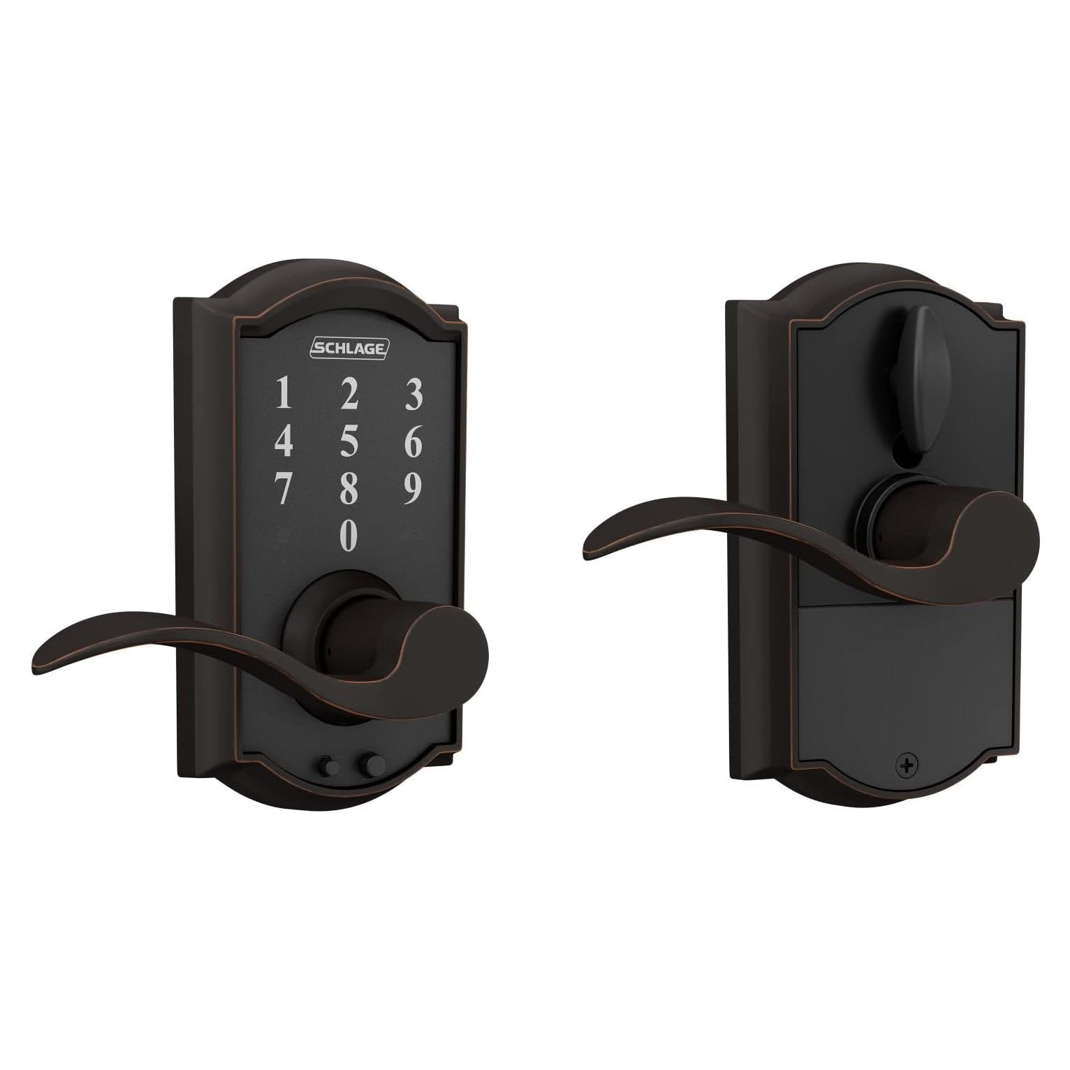 Cerradura Electrónica Sin Llave Schlage FE695 Camelot Bronce