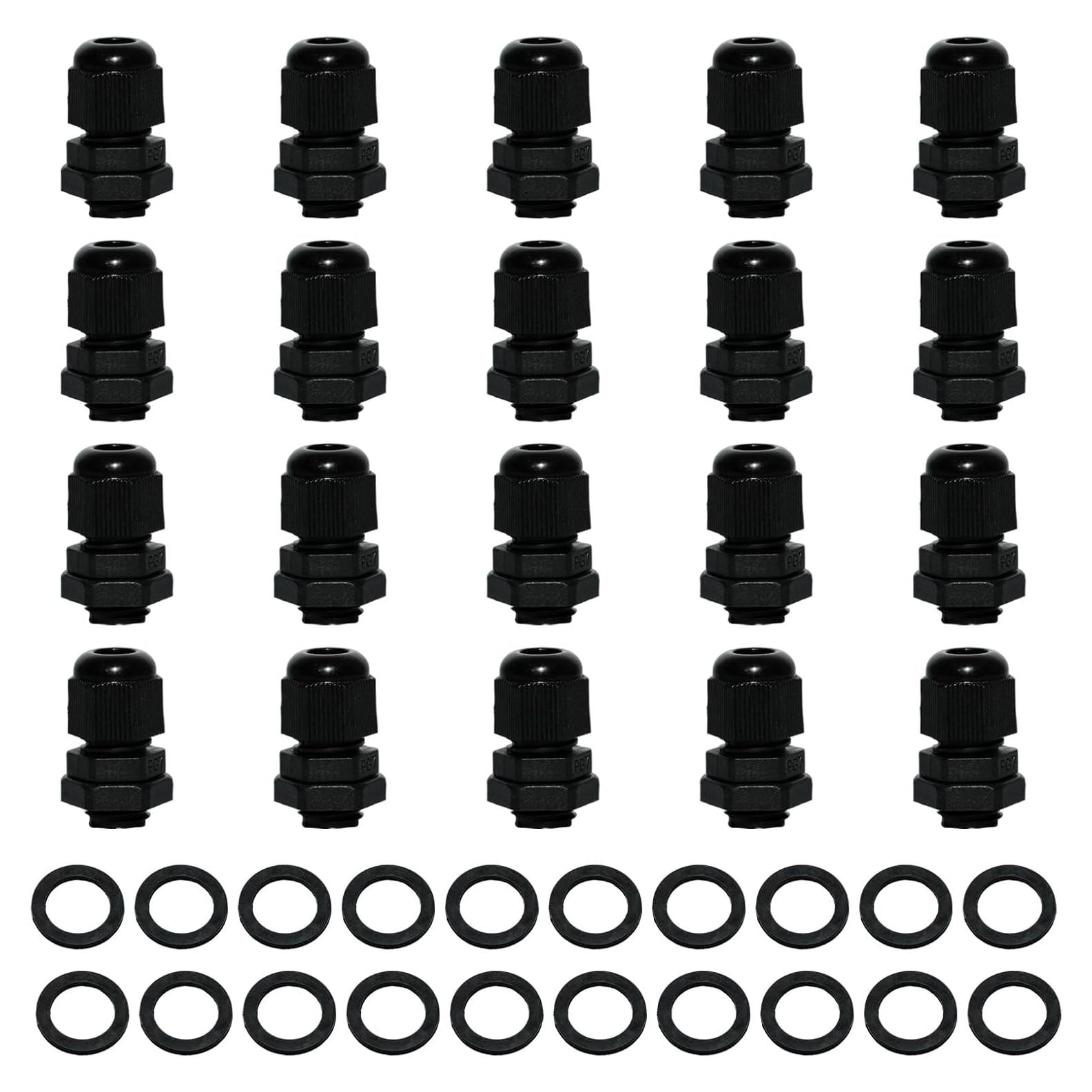 Lilaly 50 Pcs Juntas de Cable Gland Impermeables PG7