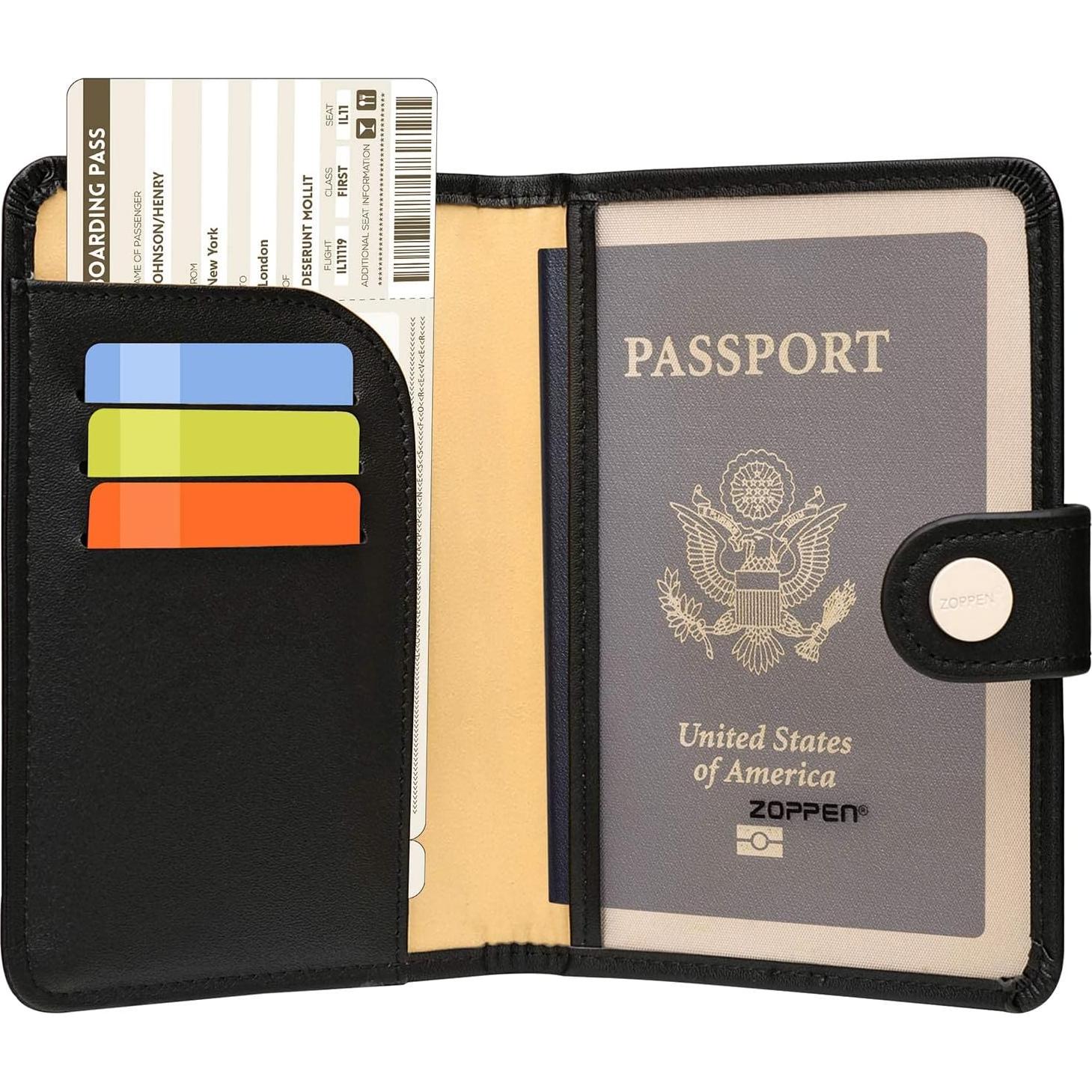 Funda de Pasaporte Zoppen con Bloqueo RFID - Negro