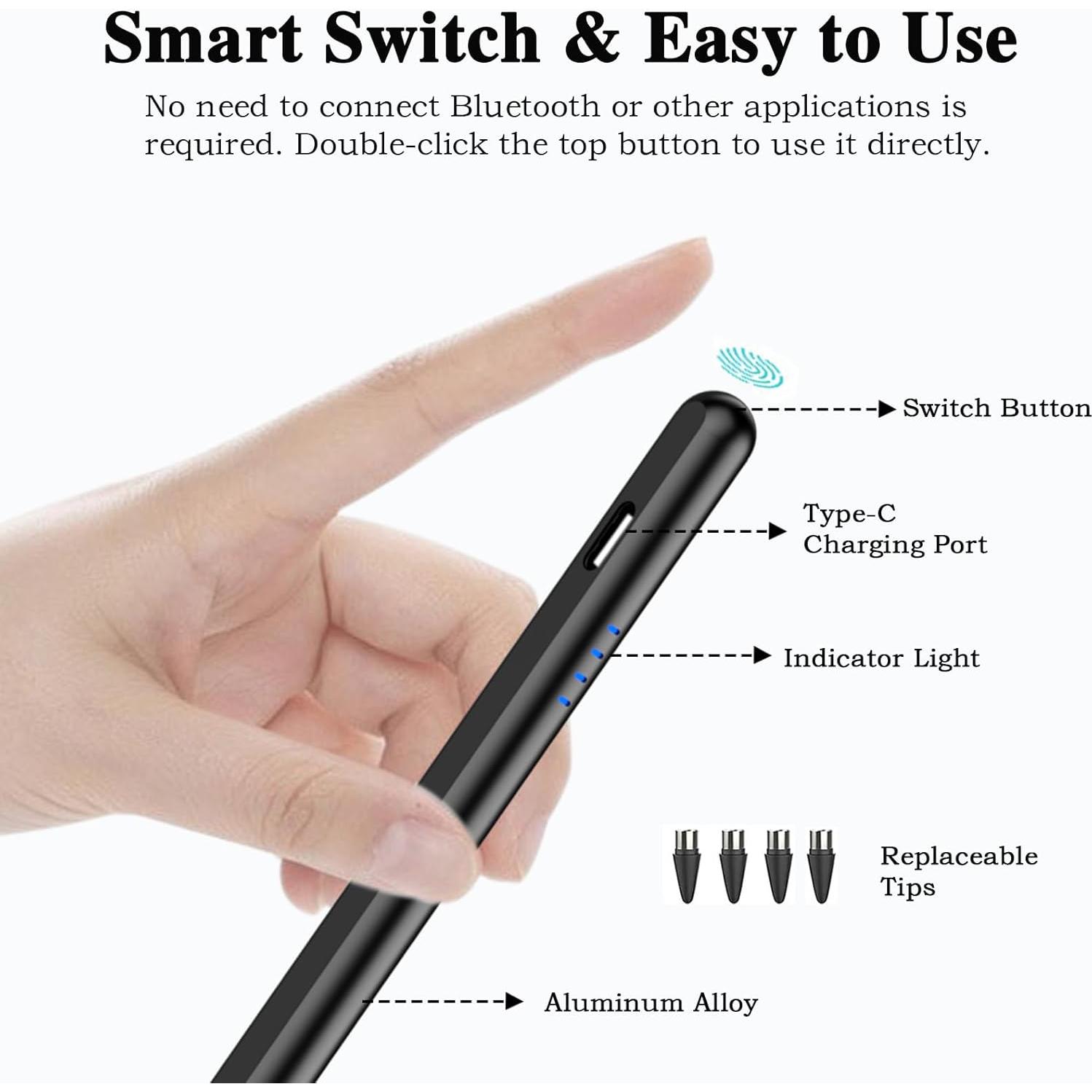 Lápiz Stylus Luntak para Pantalla Táctil - Negro, 4 Puntas POM