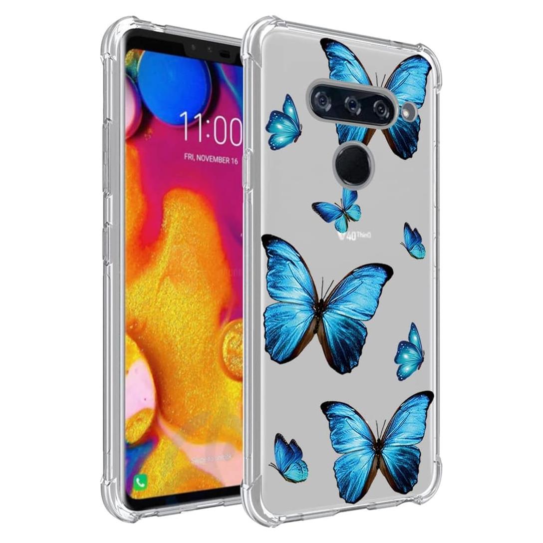 Funda Bumper TPU LG V40 ThinQ 6.4" Mariposa Azul Flexible
