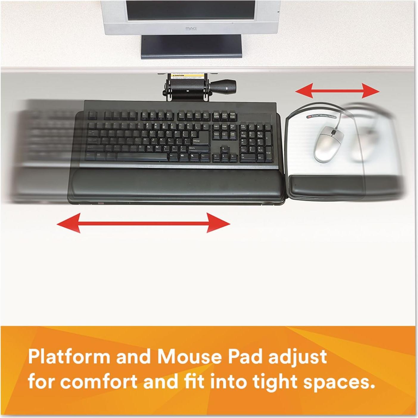 Bandeja de Teclado 3M AKT80LE Ajustable con Reposamuñecas de Gel