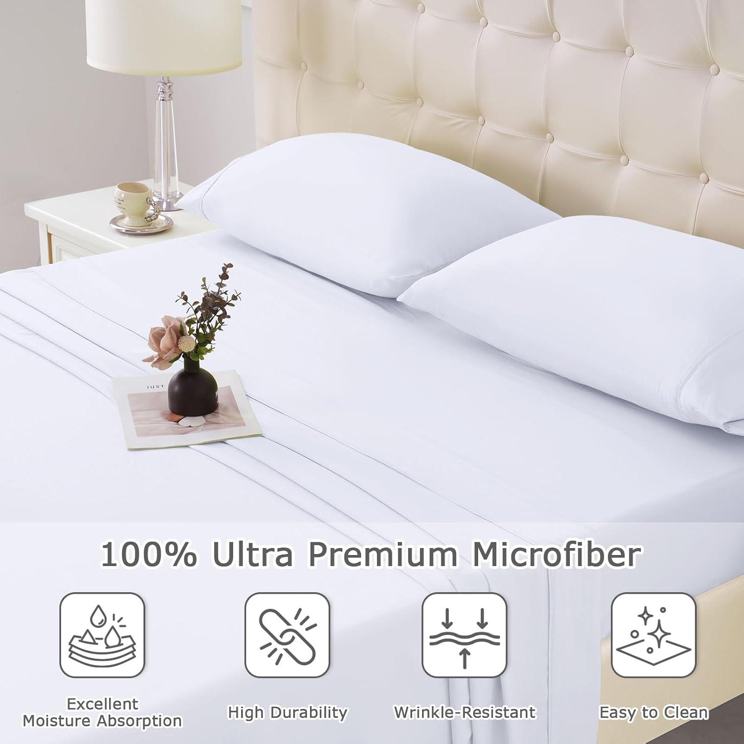 Juego de Sábanas Individual Homilay Microfibra 3 Piezas Blanco