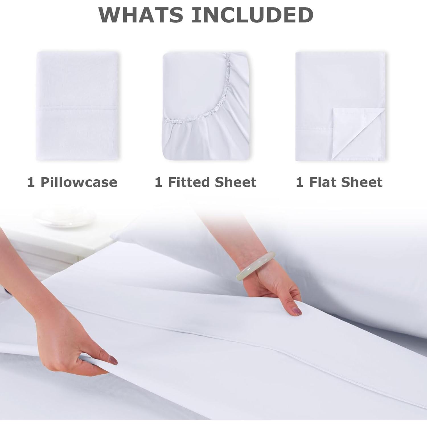 Juego de Sábanas Individual Homilay Microfibra 3 Piezas Blanco