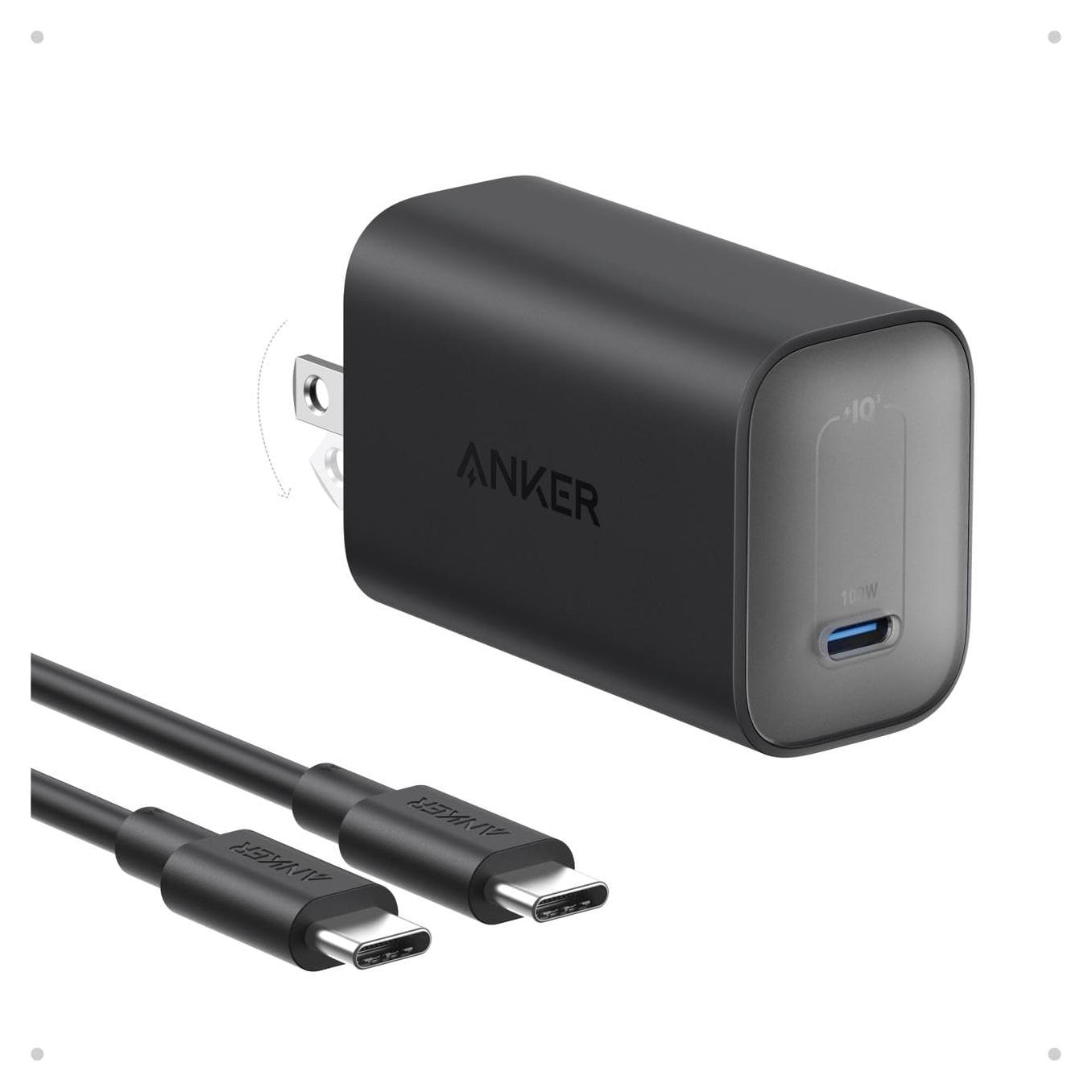 Cargador Anker Nano 100W Tipo C Plegable Negro con Cable 1.8m