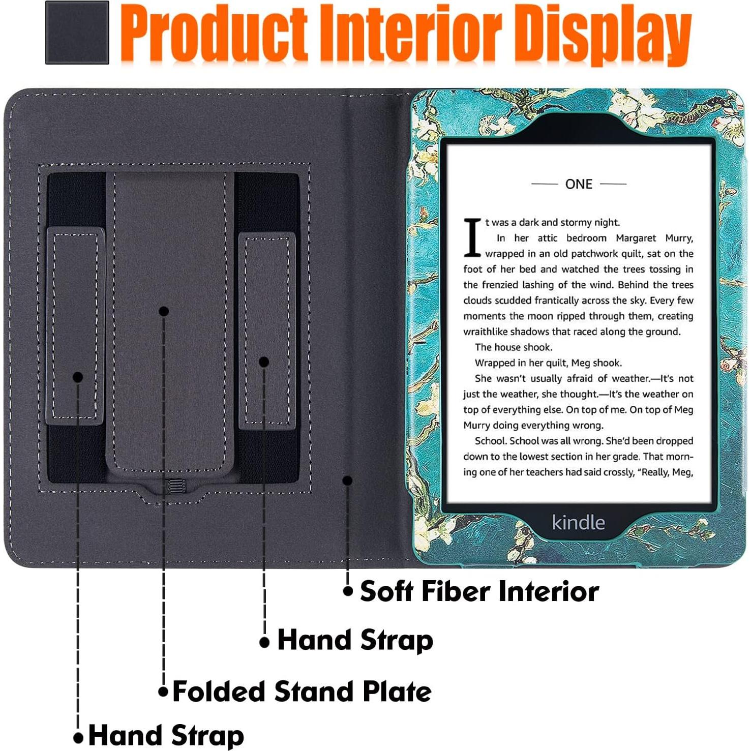 Funda Soporte BOZHUORUI para Kindle Paperwhite 6" - Flor de Albaricoque