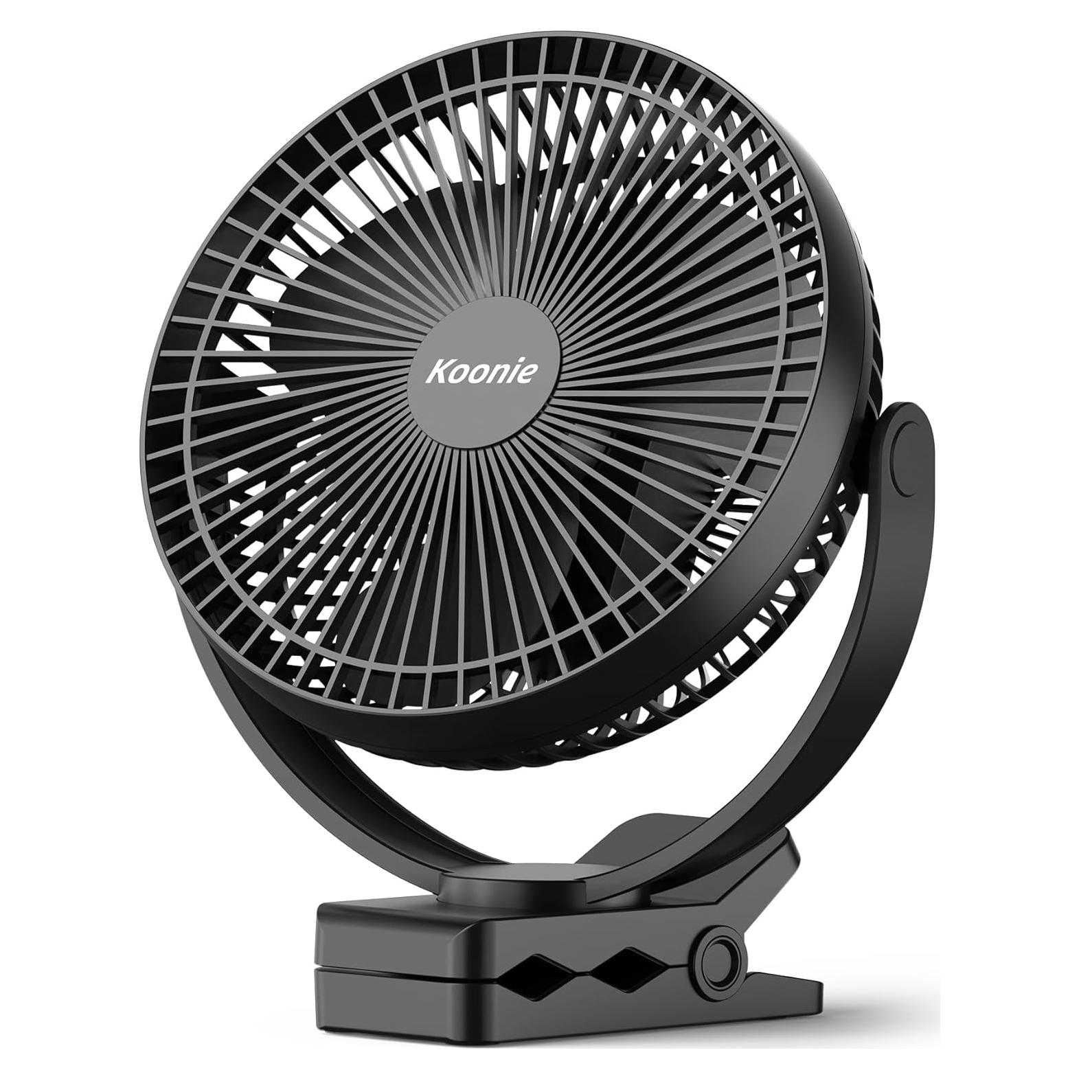 Ventilador Clip Koonie 10000mAh 20cm 4 Velocidades Negro