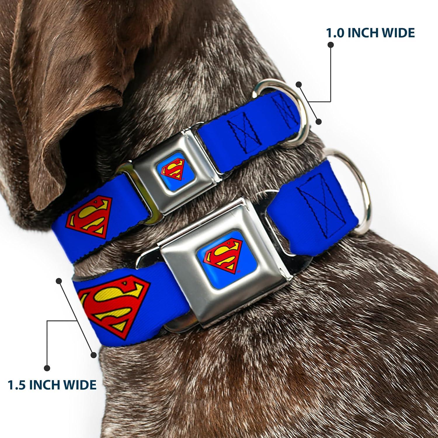 Collar de Perro Buckle-Down Escudo Superman Azul 22.86-38.1 cm