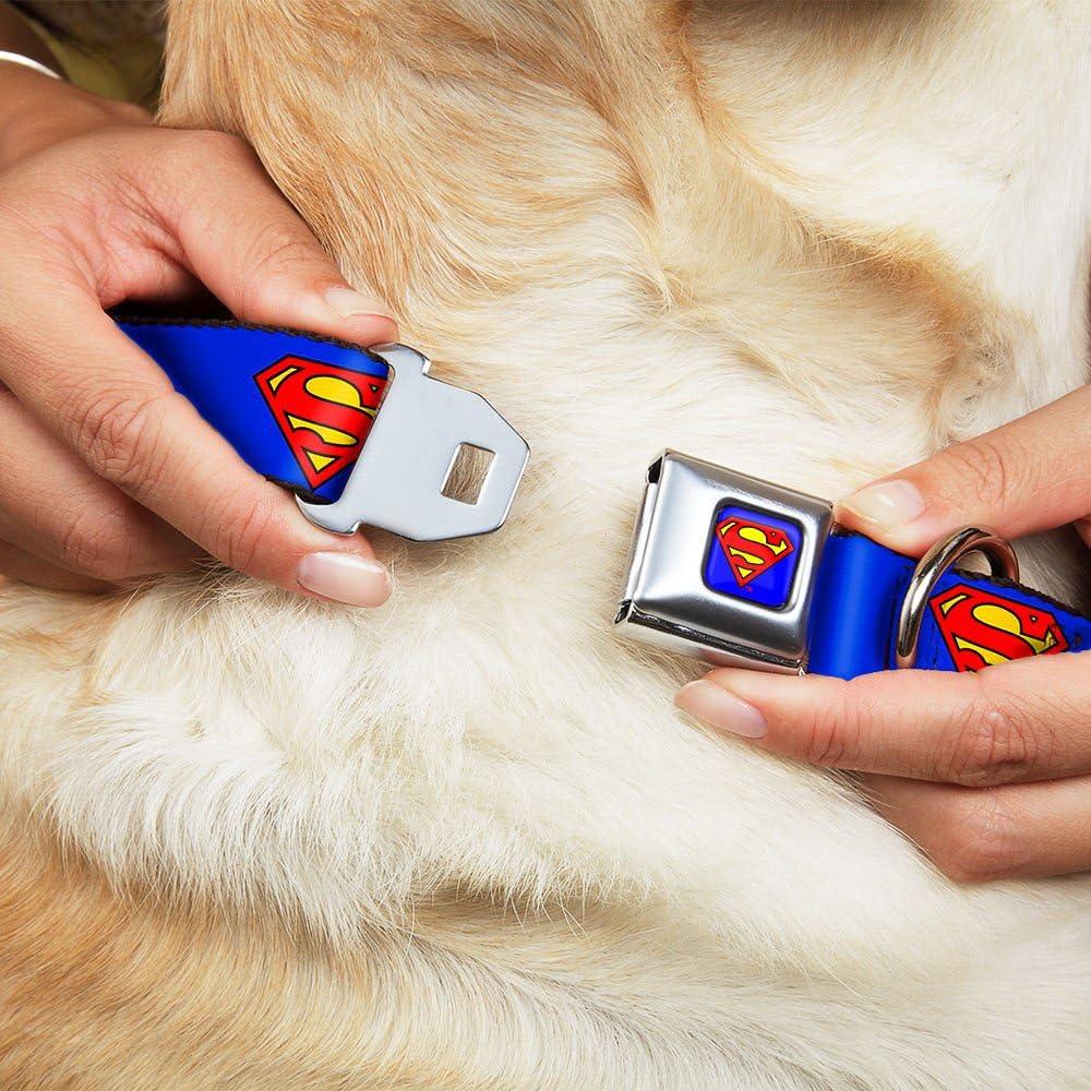 Collar de Perro Buckle-Down Escudo Superman Azul 22.86-38.1 cm
