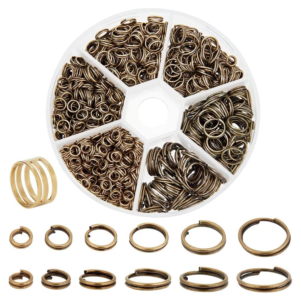 Anillos de División de Hierro Bronce Antiguo PH PandaHall 900 Pcs 4-10mm