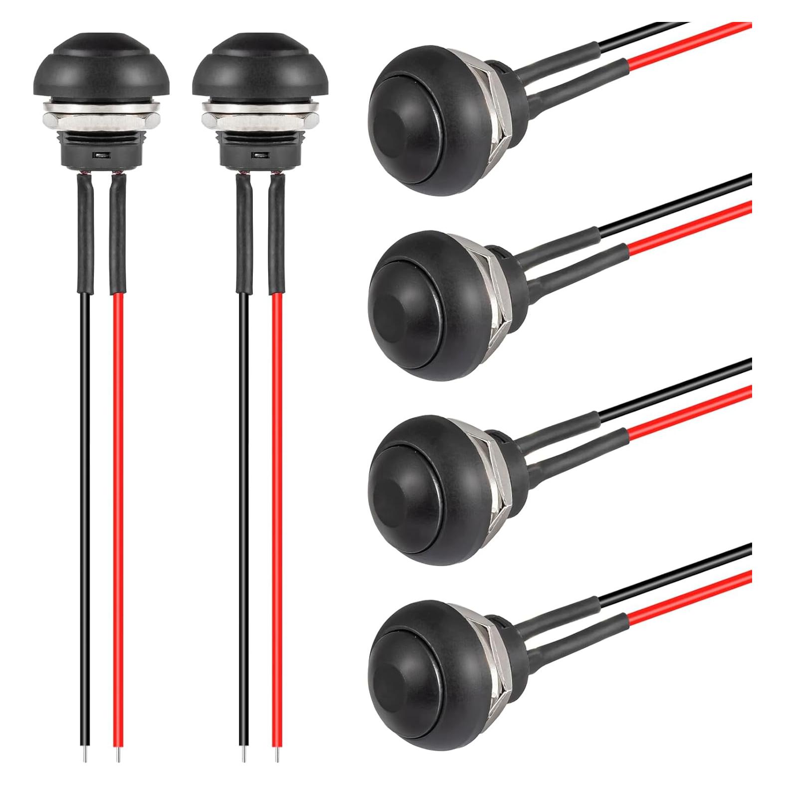 Interruptor Momentáneo Impermeable VEXUNGA 12MM Negro 6Pcs