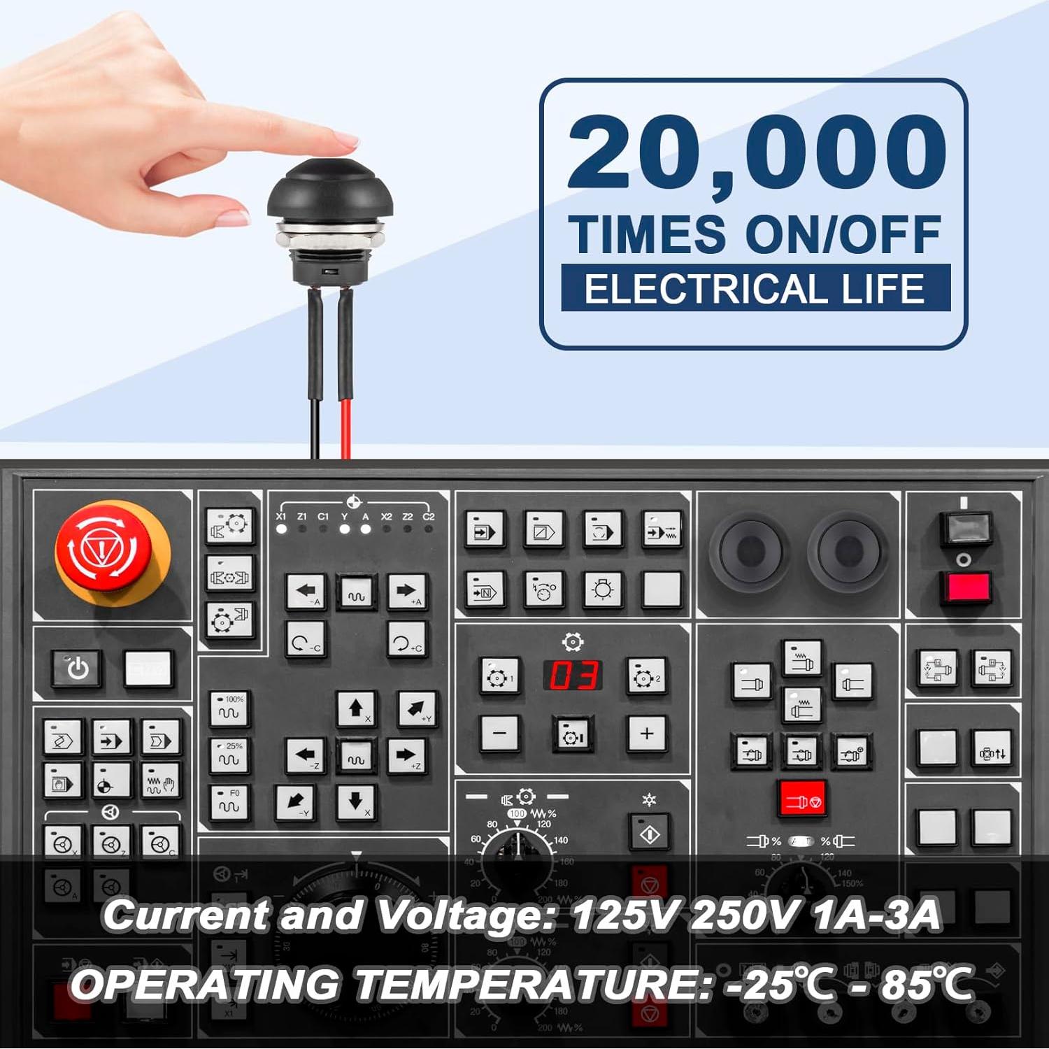 Interruptor Momentáneo Impermeable VEXUNGA 12MM Negro 6Pcs