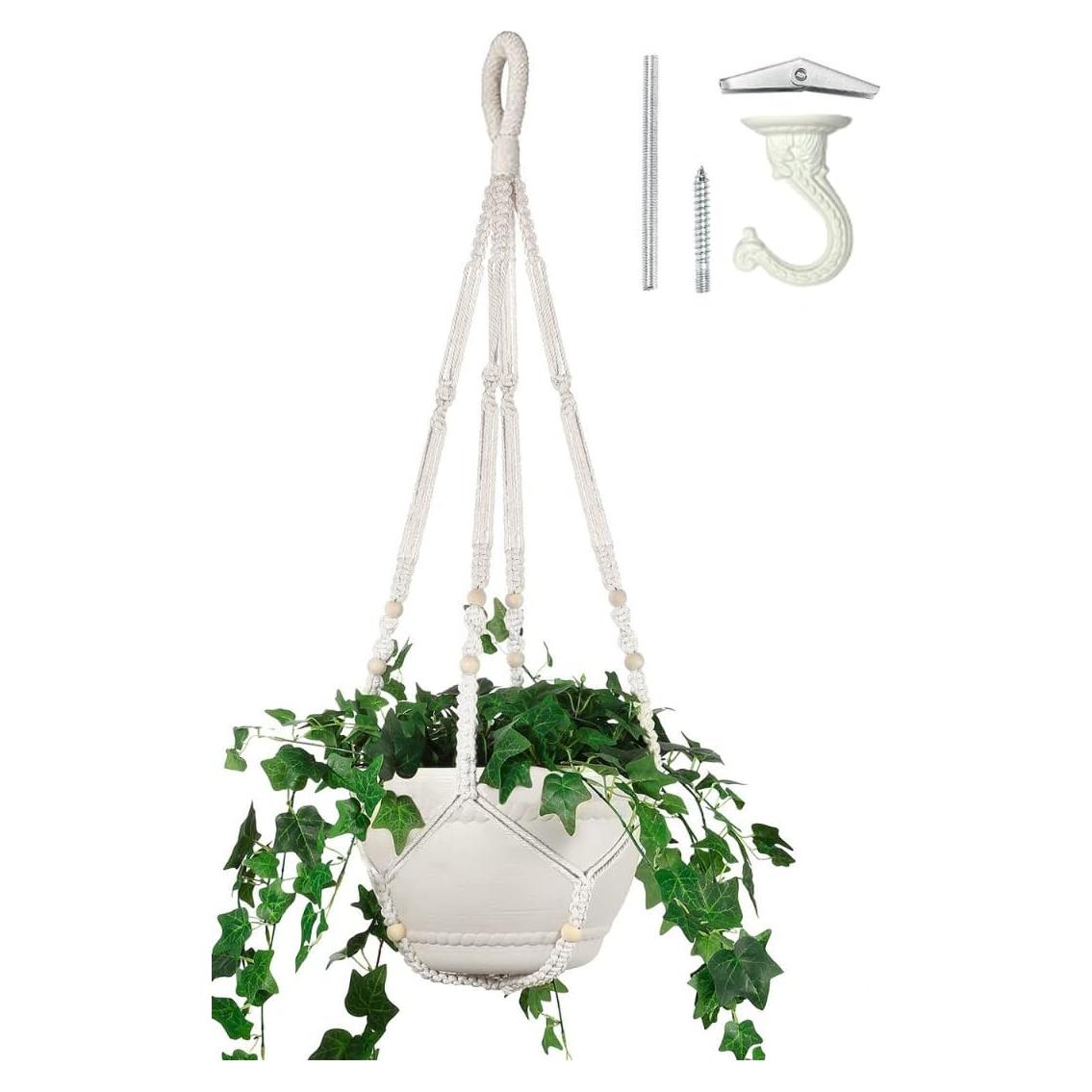 Macetero colgante de macramé Shineloha 109 cm para maceta 30 cm