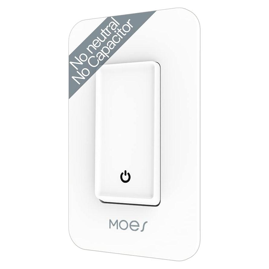 Interruptor de Luz Inteligente WiFi MOES 2ª Gen Sin Neutro 7W