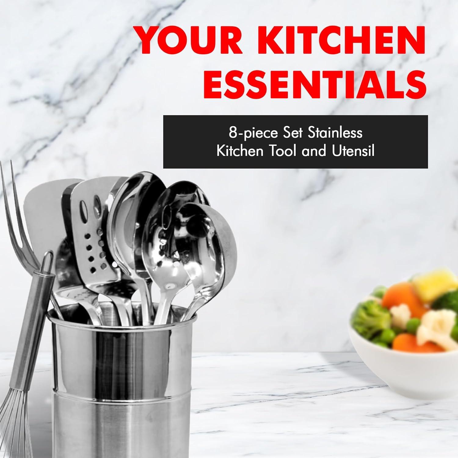 Set de Utensilios de Cocina Chef Craft 8 Piezas Acero Inoxidable