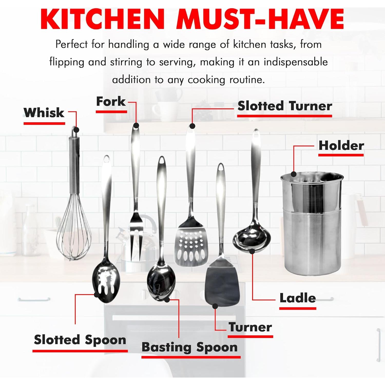 Set de Utensilios de Cocina Chef Craft 8 Piezas Acero Inoxidable