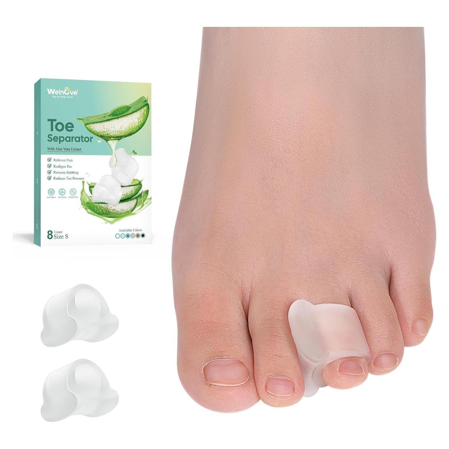 Separadores de Dedos Welnove - 8 Piezas con Aloe Vera, Pequeño