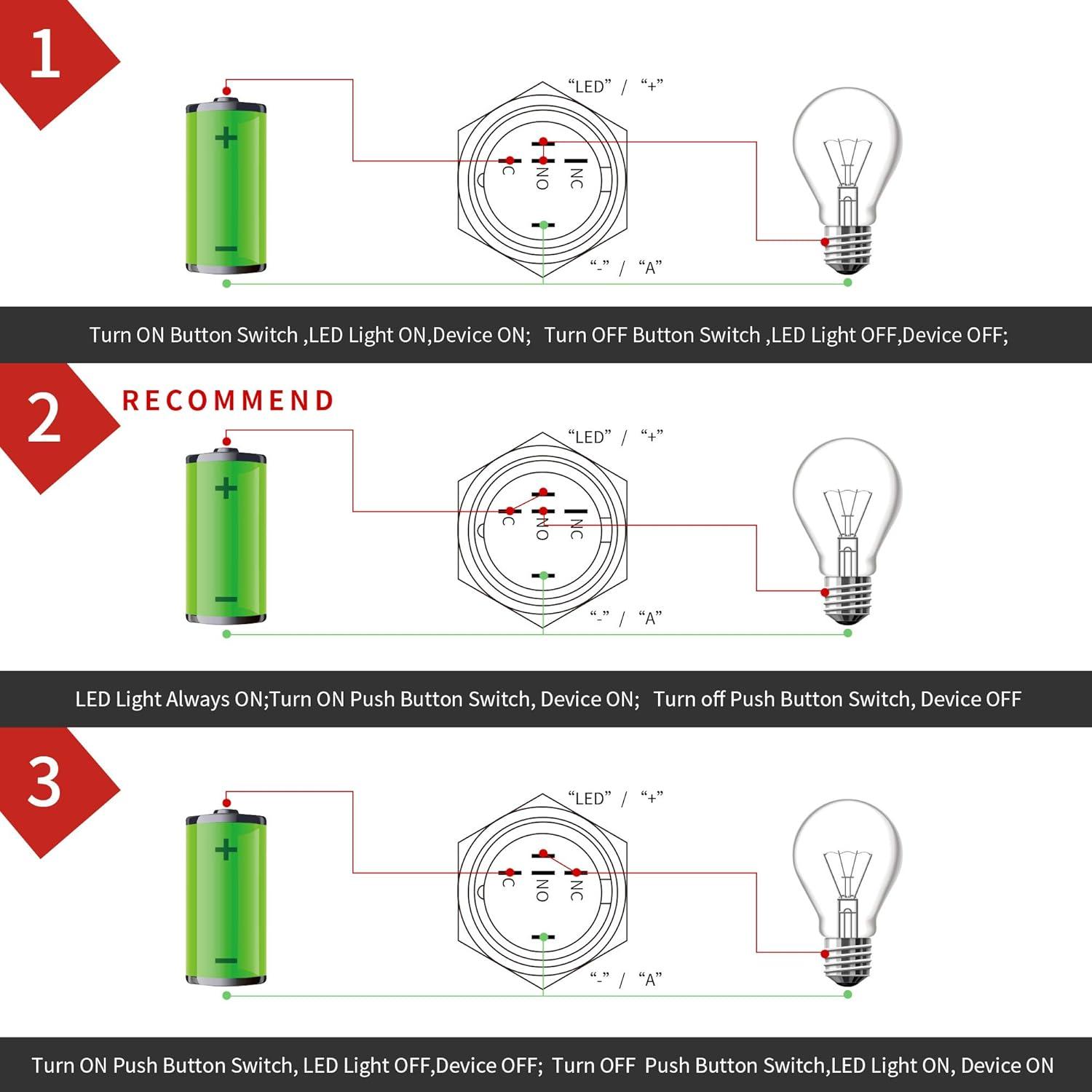 Interruptor Pulsador APIELE 19mm Metal LED Azul 12V CC