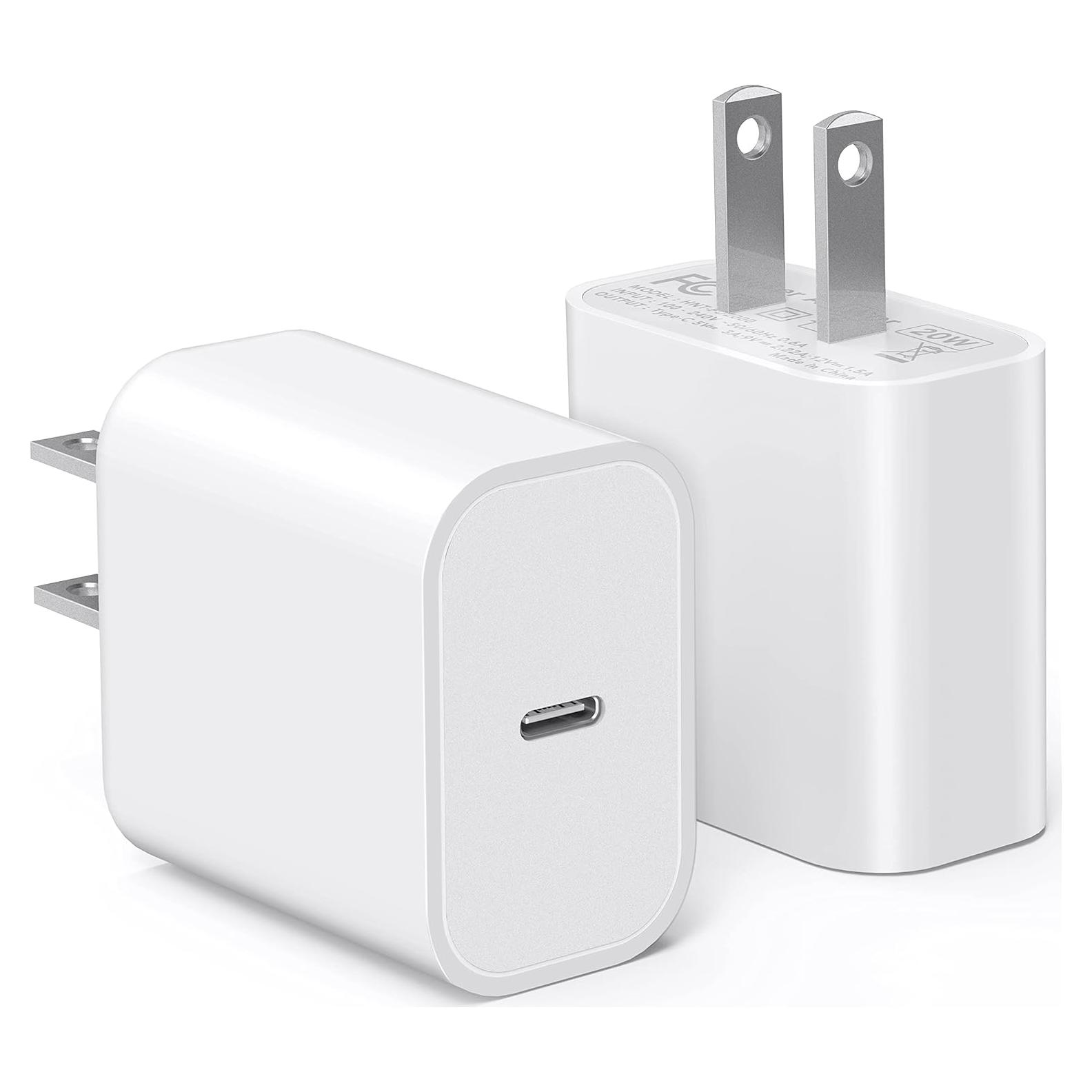 Cargador de pared USB-C LCGENS 20W 2-Pack para iPhone y iPad