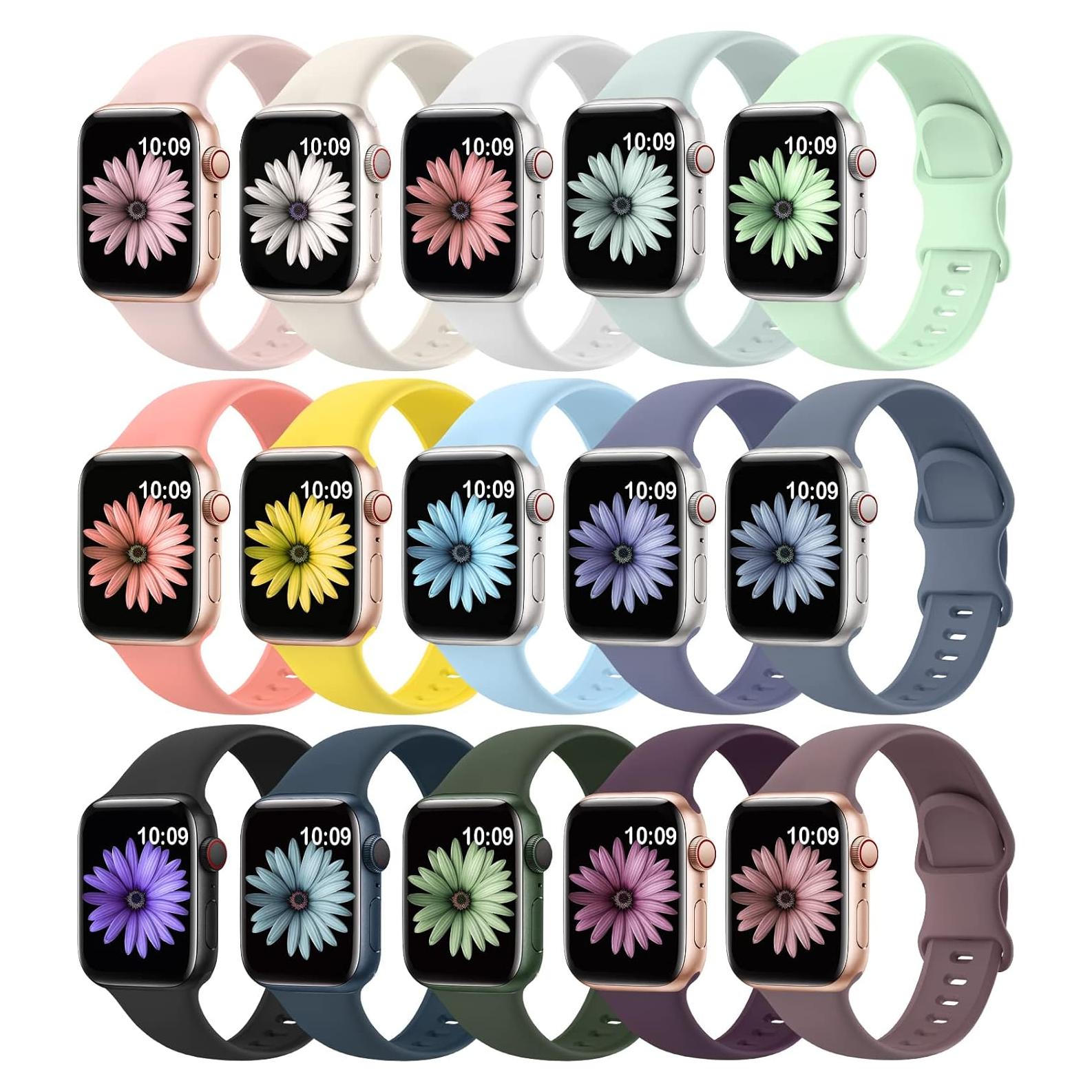 15 Bandas de Silicona Suave SuperNaNa para Apple Watch 38-49mm