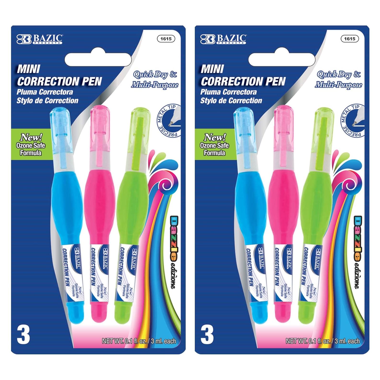 Corrector BAZIC 3 ml con Punta Fina - Paquete de 2