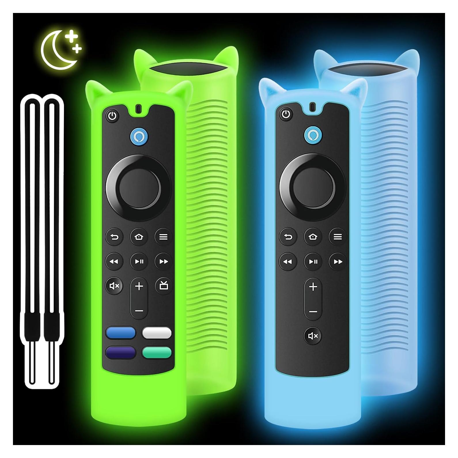 Funda de Control Remoto de Silicona OneBom 2 Pack Brilla en la Oscuridad Verde y Azul