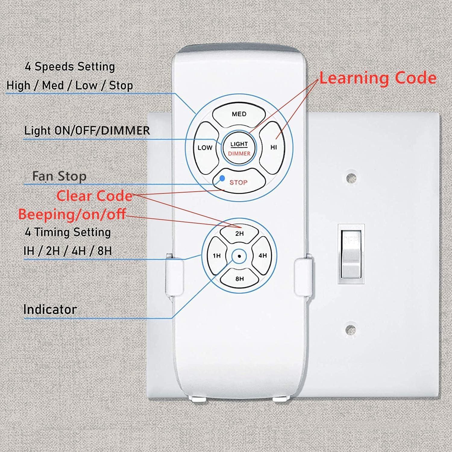 Control Remoto Universal para Ventilador de Techo Nexete, Regulador de Luz y Temporizador