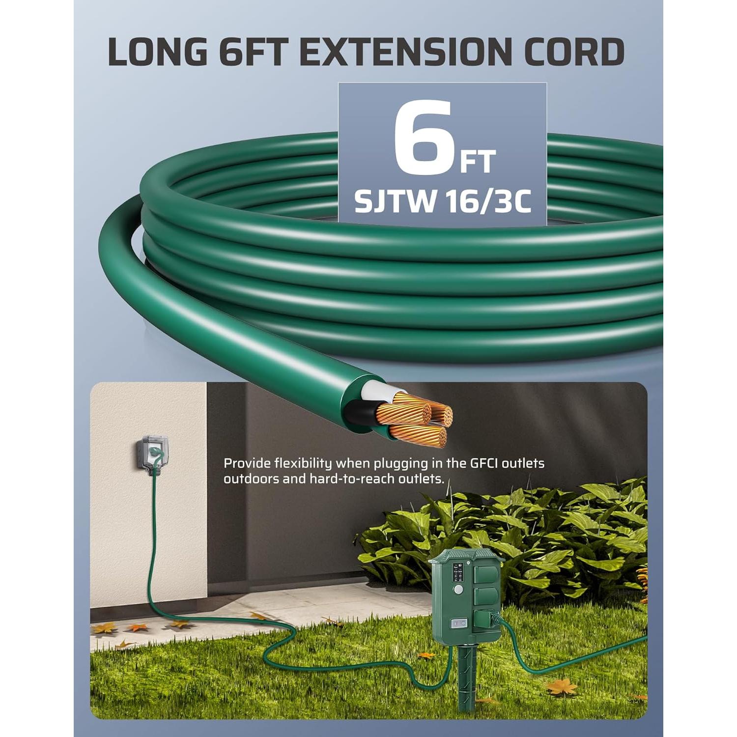 Temporizador de Estaca Dewenwils para Exterior 6 Salidas 1.83m